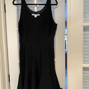 Diane Von Furstenberg Black Ribbed Fit and Flare Cocktail Dress